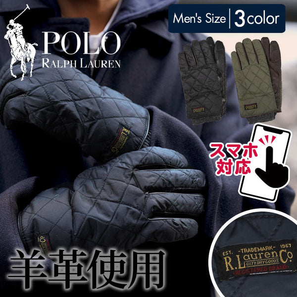 ポロ ラルフローレン POLO RALPH LAUREN TOUCH QUILTED FIELD GLOVE WITH LABEL メンズ 手袋 【メール便】